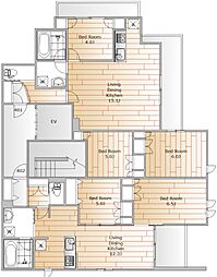 Contrail碑文谷 3LDKの間取図画像
