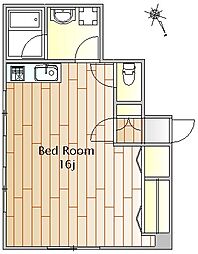 グリーンヒルビル ワンルームの間取図画像
