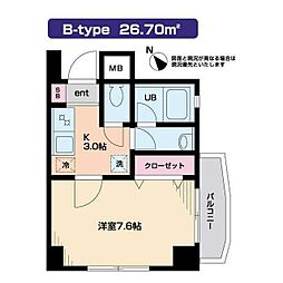 Felicia目黒 1Kの間取図画像