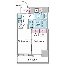 PARKFLATS渋谷代官山 1DKの間取図画像