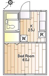エクサ上池台 1Kの間取図画像