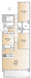 朝日エンブレム八雲台 3LDKの間取図画像