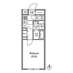 ルネサンスコート中目黒 4階1Kの間取り