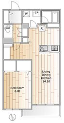 エルテ下馬 1LDKの間取図画像