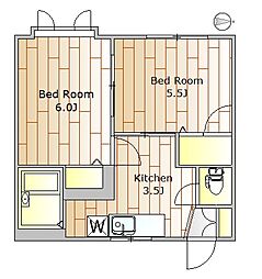 ハイム田園調布 2Kの間取図画像