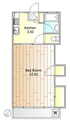 藤山レジデンス 1Kの間取図画像