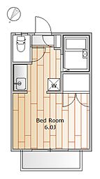 クリスタルセピア 1Kの間取図画像