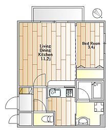 アッシュ学芸大 1LDKの間取図画像