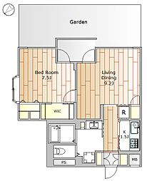 フェルテシモ祐天寺 1LDKの間取図画像