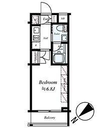 ブライズ上池台 4階1Kの間取り