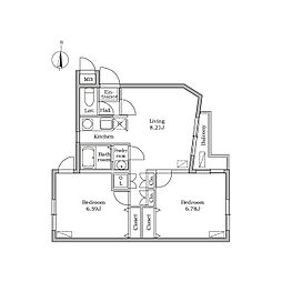 RESIDIA池上A棟 2LDKの間取図画像