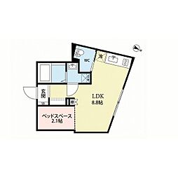 オークレスト下目黒 1LDKの間取図画像