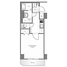 プレール天王洲アイル弐番館 1Kの間取図画像