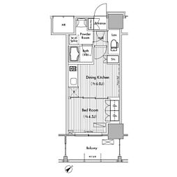 ヒューリック荏原 1DKの間取図画像