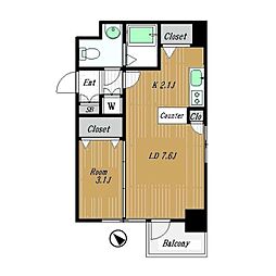 スカーラ武蔵小山 1LDKの間取図画像