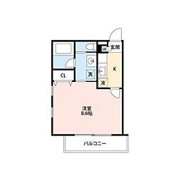 サクラ田園調布 1Kの間取図画像
