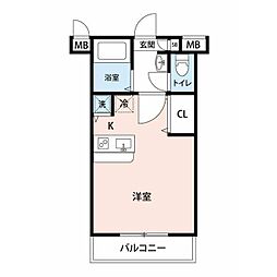 グランヴァン大井町2 1Kの間取図画像