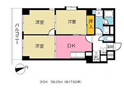 ライオンズマンション大森第6 3DKの間取図画像
