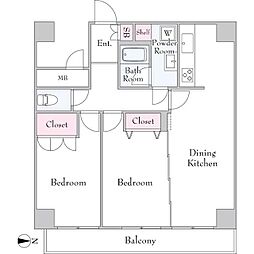 CRESCENTCOURT大森 2DKの間取図画像