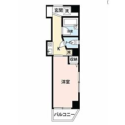 ルシエール旗の台 1Kの間取図画像