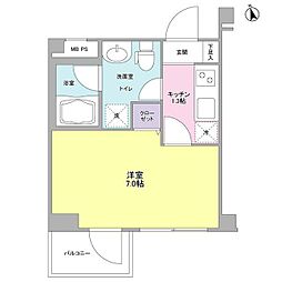 ガーデン荏原中延 1Kの間取図画像