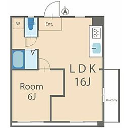 スゲタビル 1LDKの間取図画像