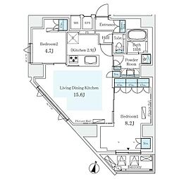 モノリス広尾 2LDKの間取図画像