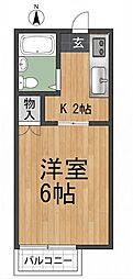 バロン野沢 1Kの間取図画像