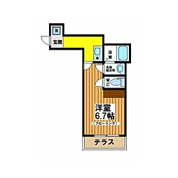メゾンブランシュ下北沢 1Kの間取図画像