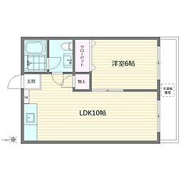 幡ヶ谷コーポラス 1LDKの間取図画像