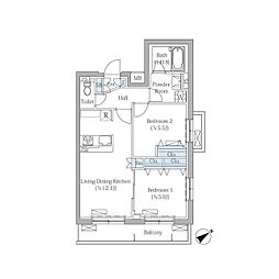 Rovine目黒東山 2LDKの間取図画像