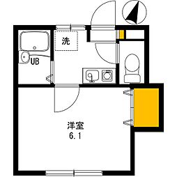 一麦 1Kの間取図画像