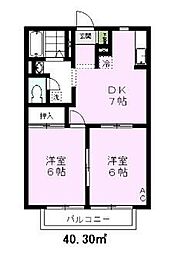 オモニア 2DKの間取図画像