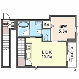 メゾン桜 1LDKの間取図画像