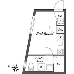 PASEOSANGENJAYA-WEST ワンルームの間取図画像