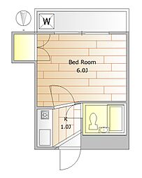 バスクコート 1Kの間取図画像