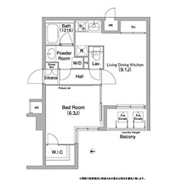 コンフォリア目黒長者丸 1LDKの間取図画像