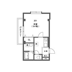 エーデルワイス 1Kの間取図画像