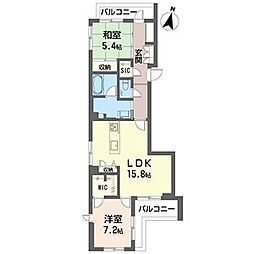 ウィズプラス西大井 3階2LDKの間取り