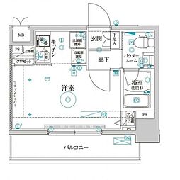 クレイシア品川戸越 ワンルームの間取図画像