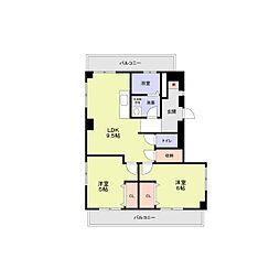 セブンハイム岩間 2LDKの間取図画像
