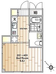 DUKES大岡山 1Kの間取図画像