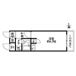 品川大井町スカイレジテル ワンルームの間取図画像