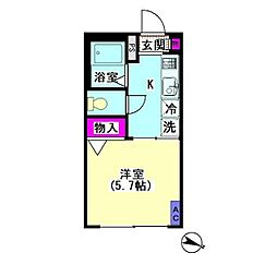 内村ハイツ 1Kの間取図画像