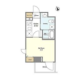 弘進ビル 1Kの間取図画像