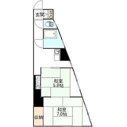 MCビル 2DKの間取図画像