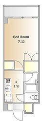 アーツ芝浦 1Kの間取図画像