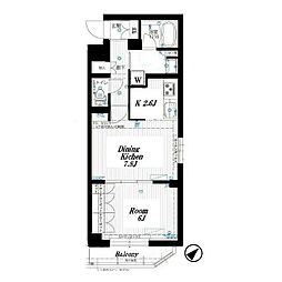 BCITYAPARTMENT東京SOUTH 1LDKの間取図画像