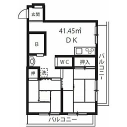 パークサイド南大井 2DKの間取図画像