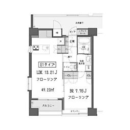 ガーデン蒲田 1LDKの間取図画像
